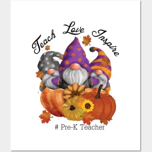 Teach Love Inspire Pre K teacher fall gift Posters and Art